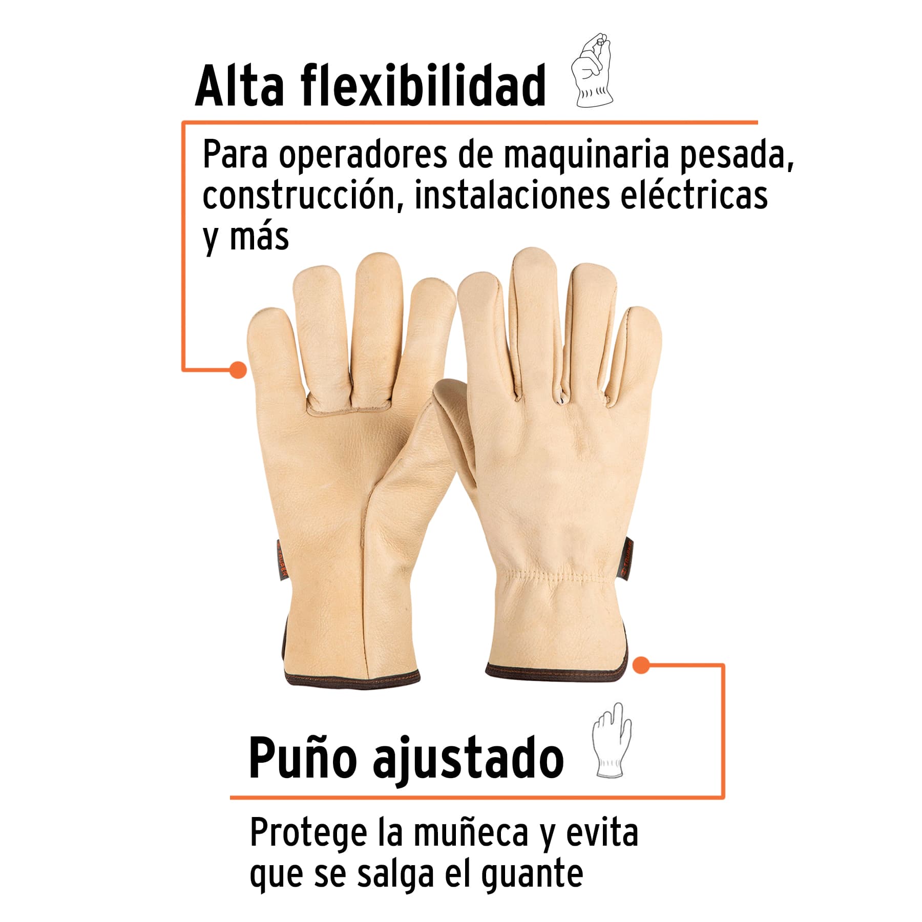Guantes de piel de res tipo operador - GU-273 / 17053