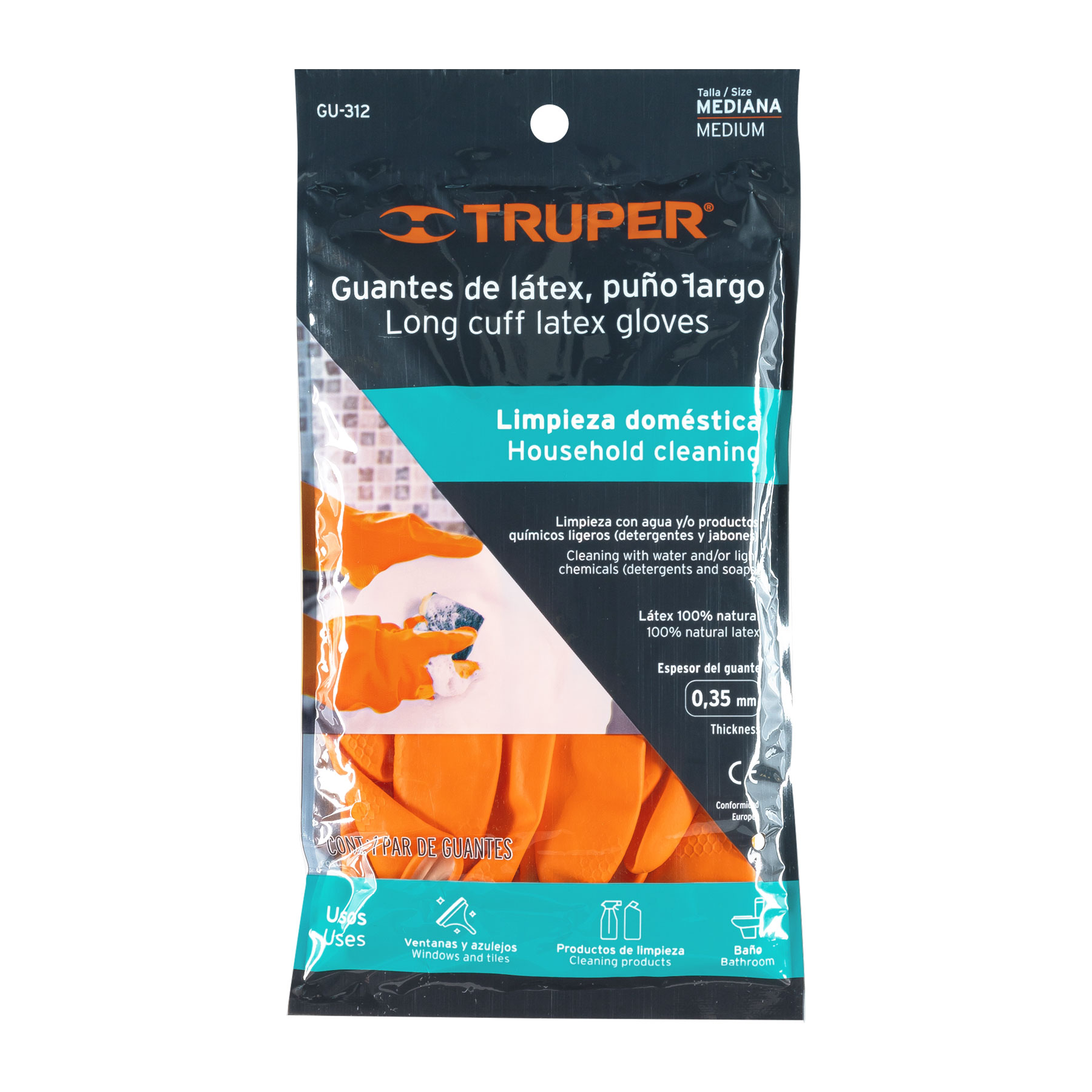 Guantes de latex para limpieza, medianos - GU-312 / 14262