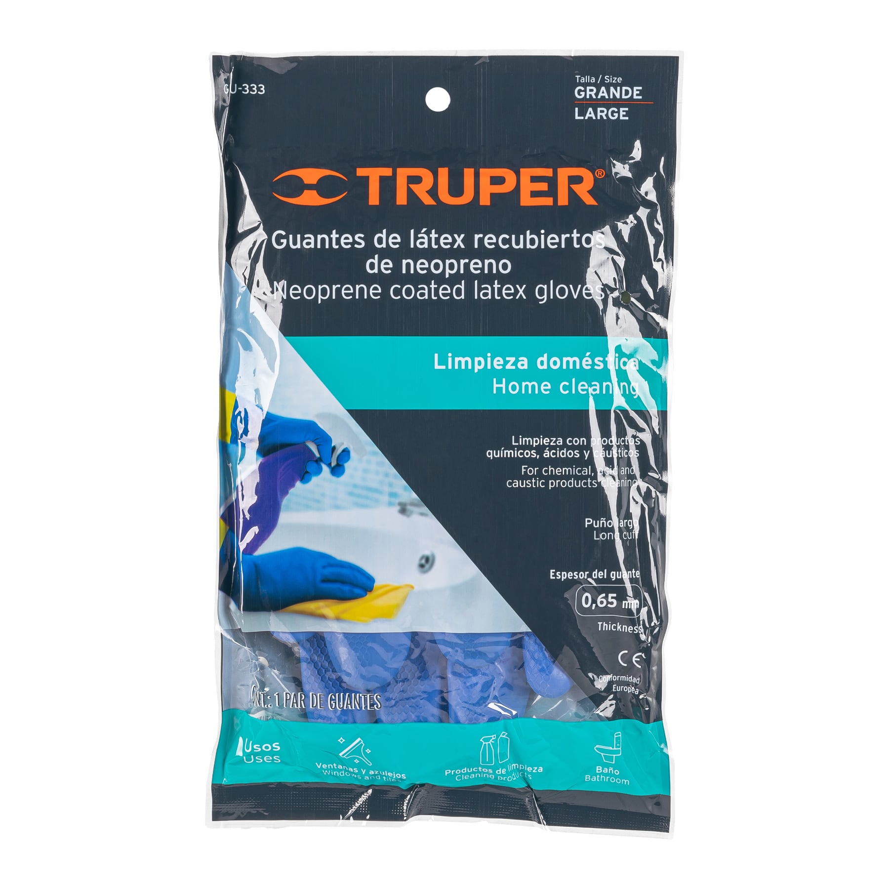 Guantes de látex reforzados para limpieza, grandes - GU-333 / 15269