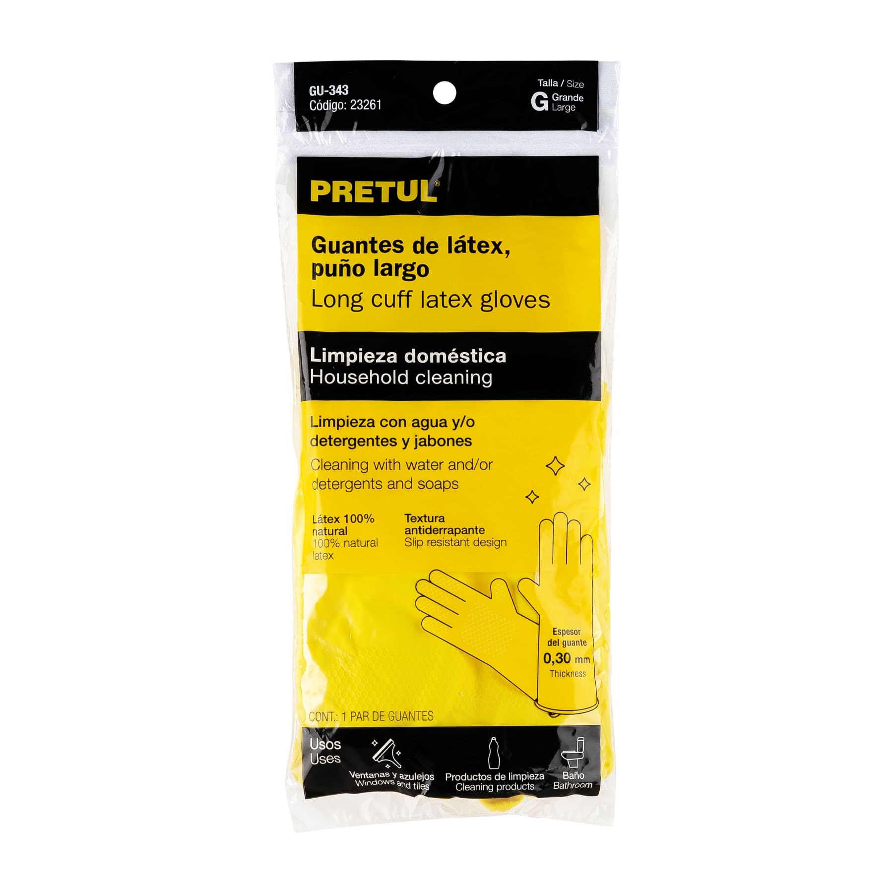 Guantes de látex para limpieza, grandes, Pretul - GU-343 / 23261