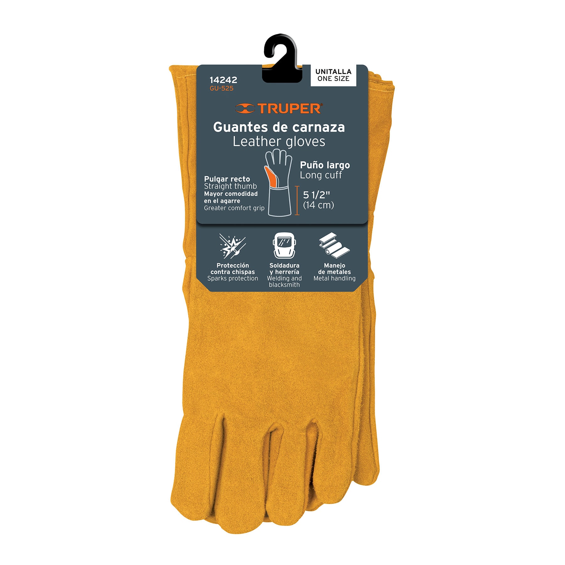 Guantes de carnaza, largos, unitalla - GU-525 / 14242