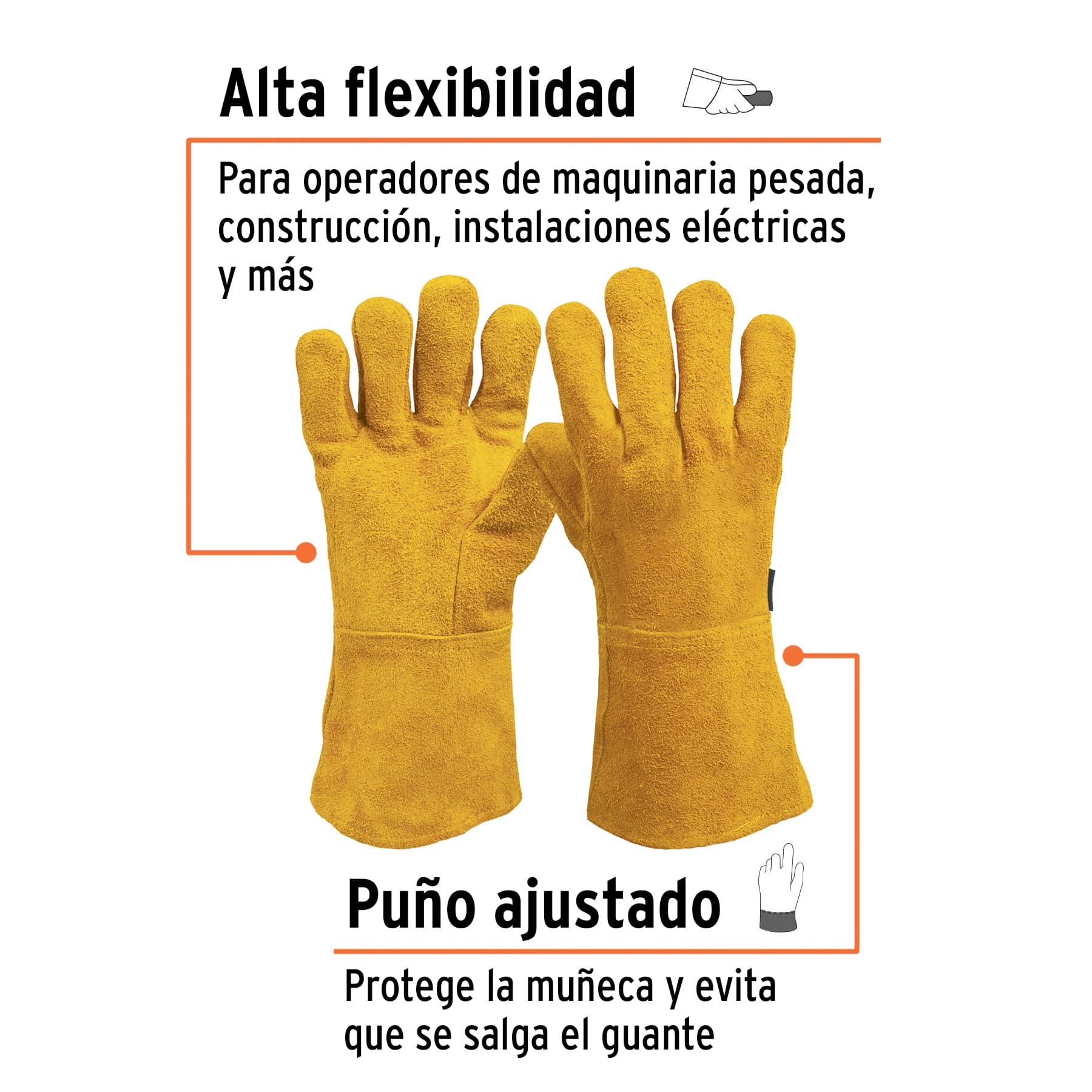 Guantes de carnaza, largos, unitalla - GU-525 / 14242