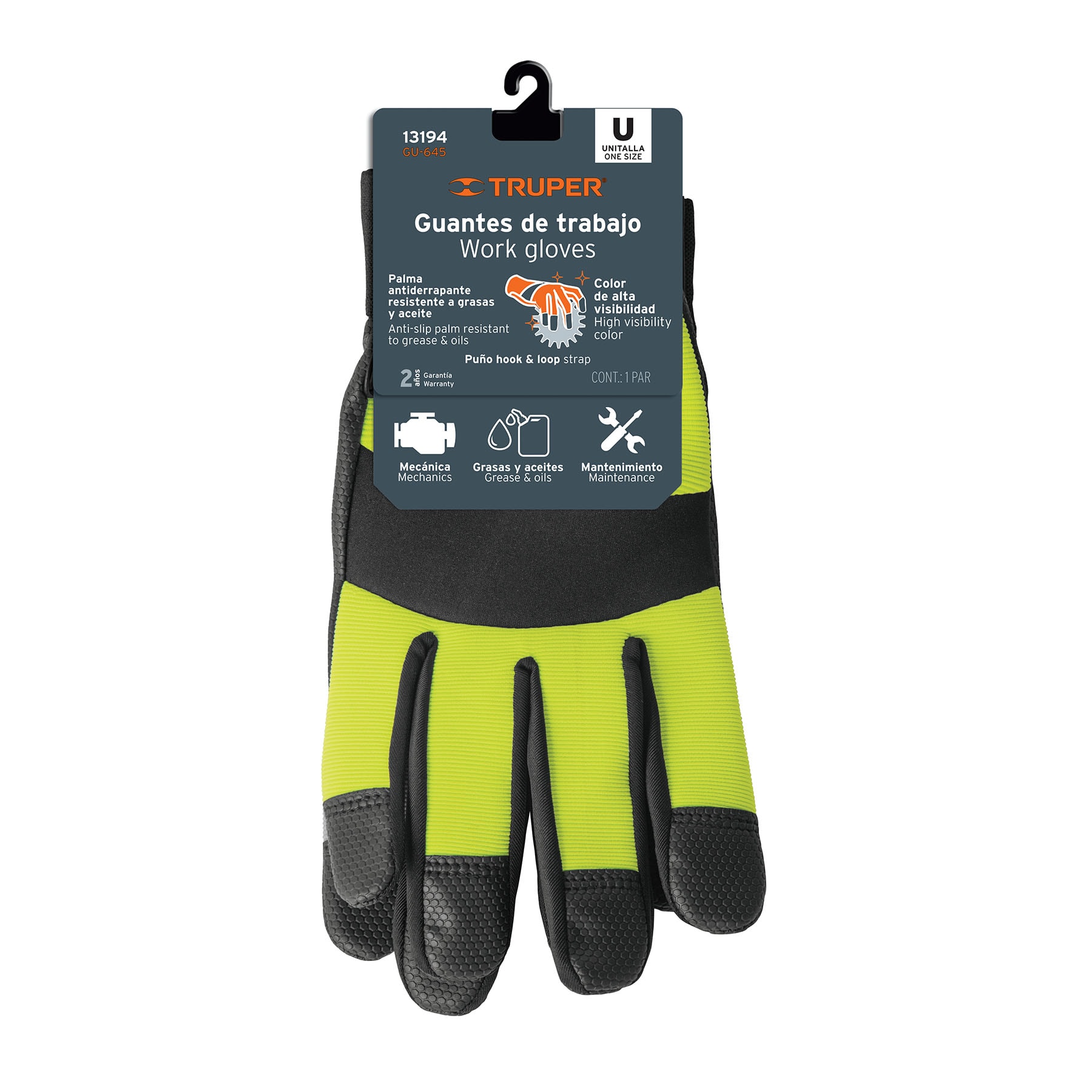 Guantes mecánico, alta visibilidad, palma poliuretano, verde - GU-645 / 13194