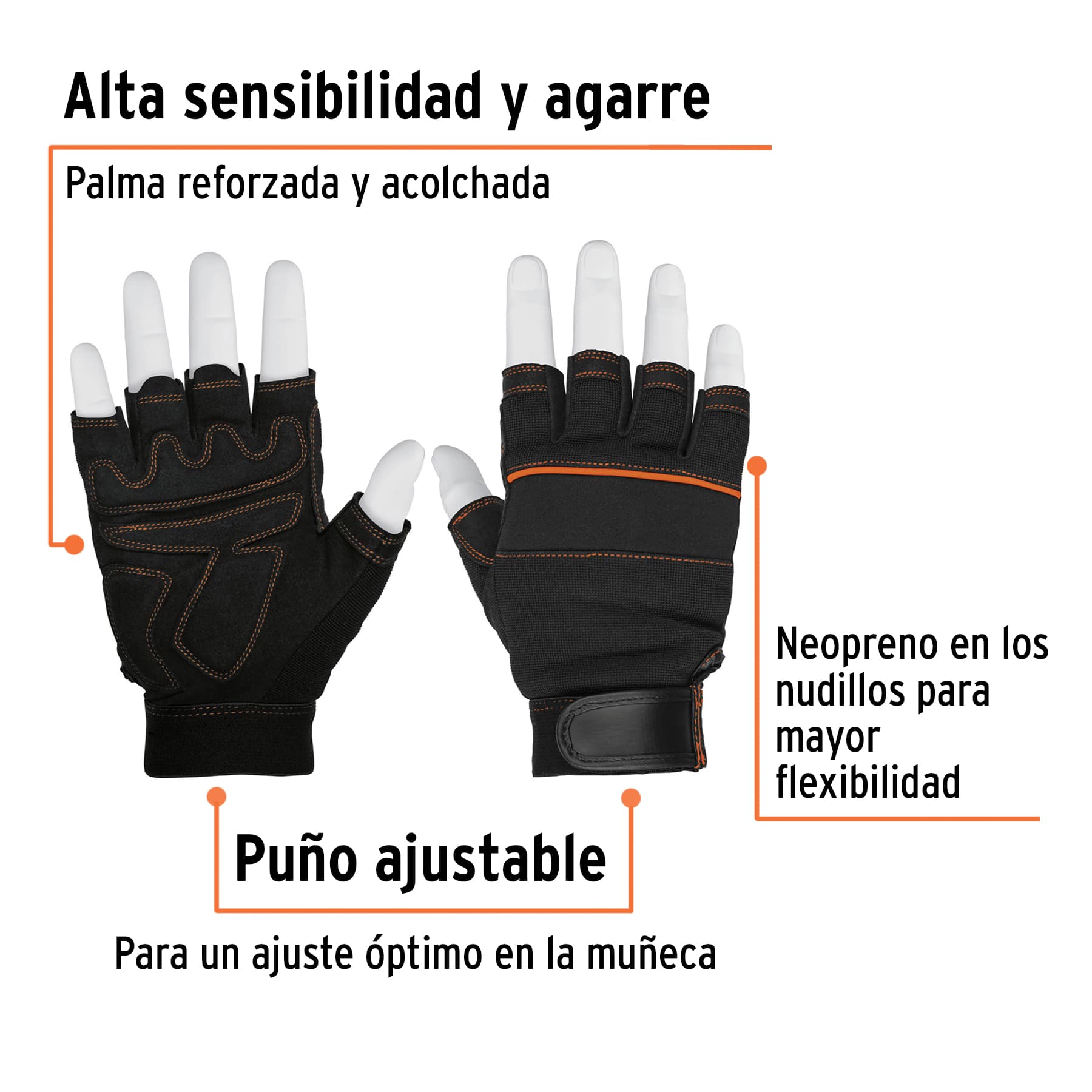 Guantes para mecánico, cortos - GU-655 / 13195