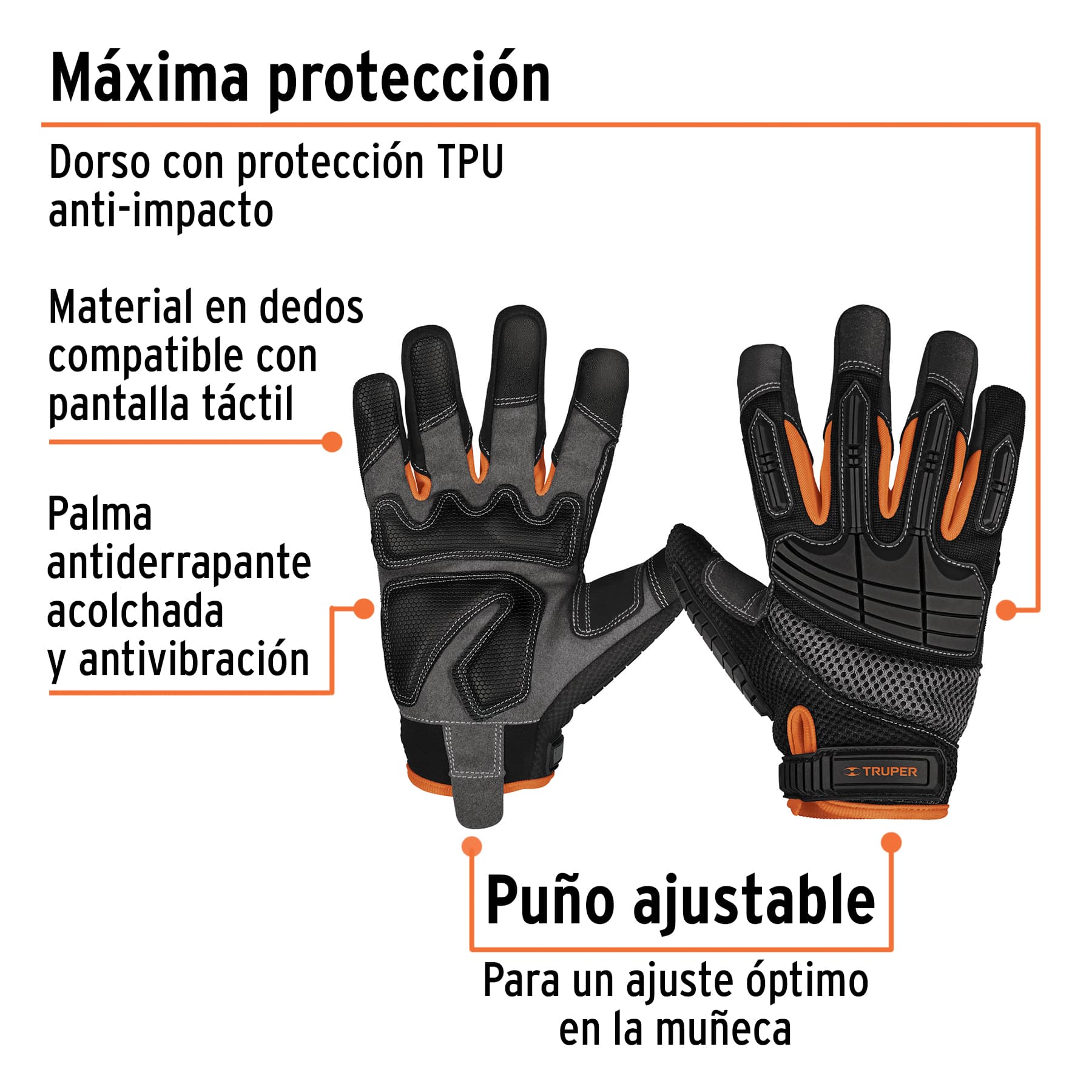 Guantes para mecánicos con protección anti-impacto - GU-665 / 15158