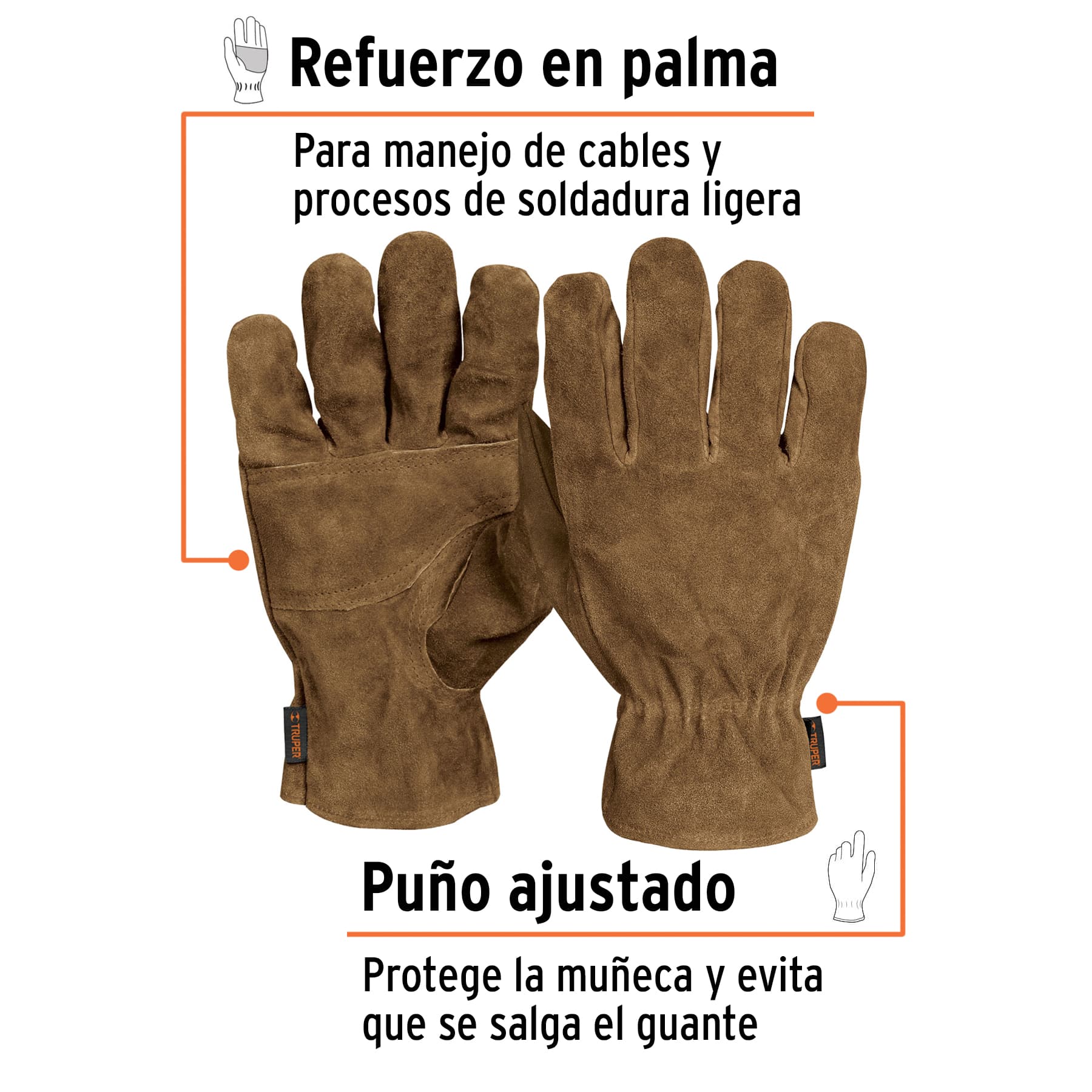 Guantes de carnaza premium para electricista - GU-715 / 14289