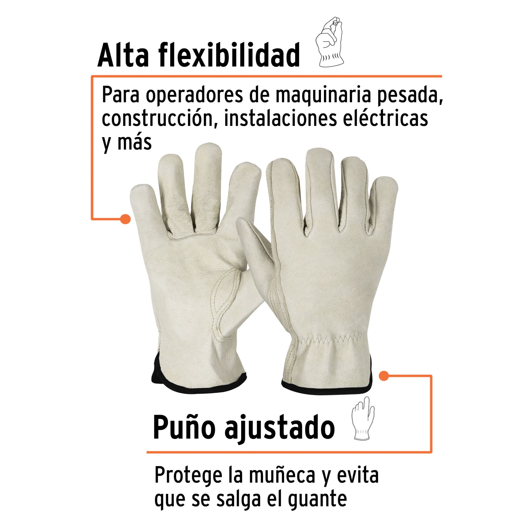 Guantes de piel de cerdo, tipo operador - GU-743 / 14999
