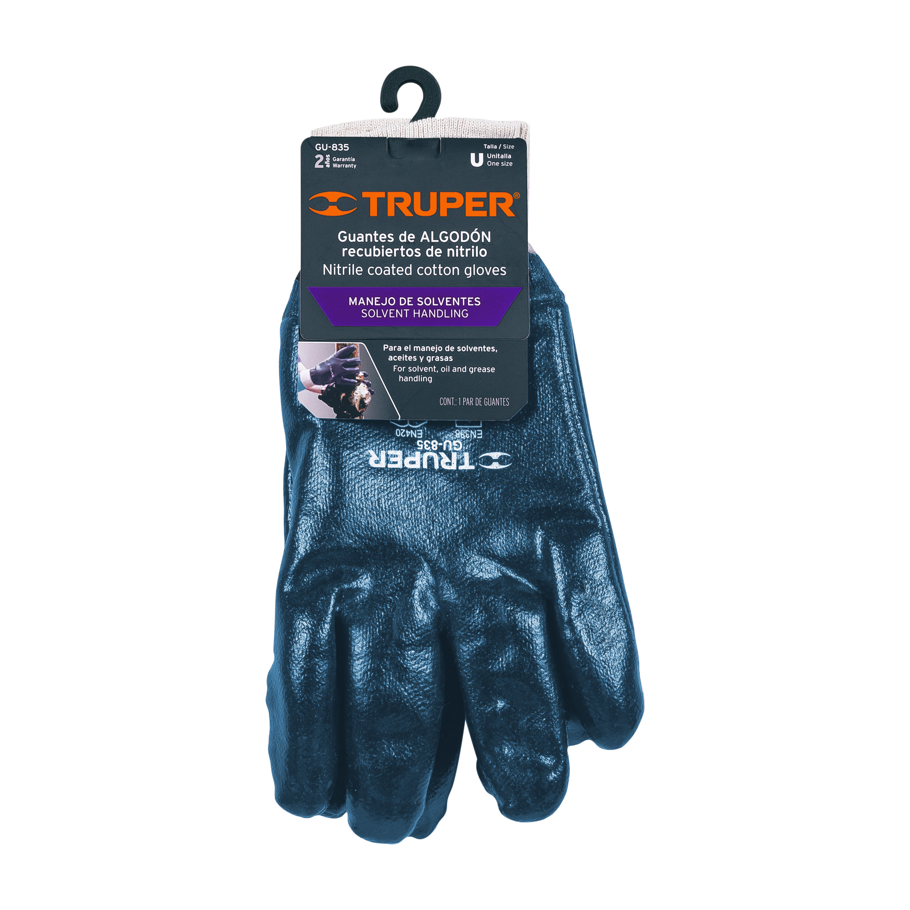Guantes de algodón recubiertos de nitrilo, puño tejido - GU-835 / 15244