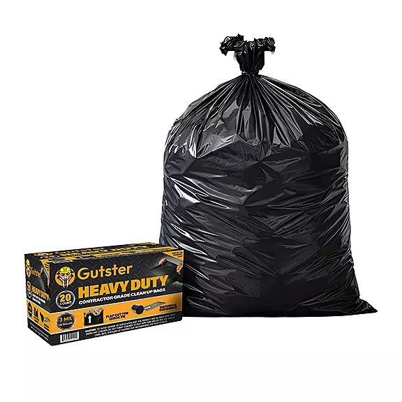 GUTSTER - HD Contractor Bags - 42G 3mil Black 20ct Flap Tie