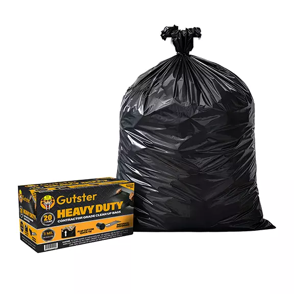 GUTSTER - HD Contractor Bags - 42G 3mil Black 20ct Flap Tie
