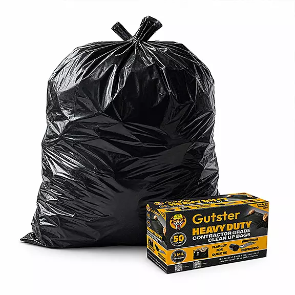 GUTSTER - HD Contractor Bags - 42G 3mil Black 50ct Flap Tie