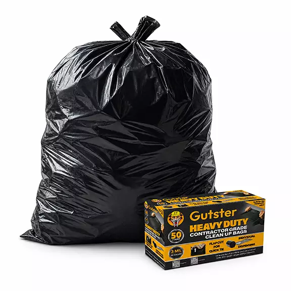 GUTSTER - HD Contractor Bags - 42G 3mil Black 50ct Flap Tie