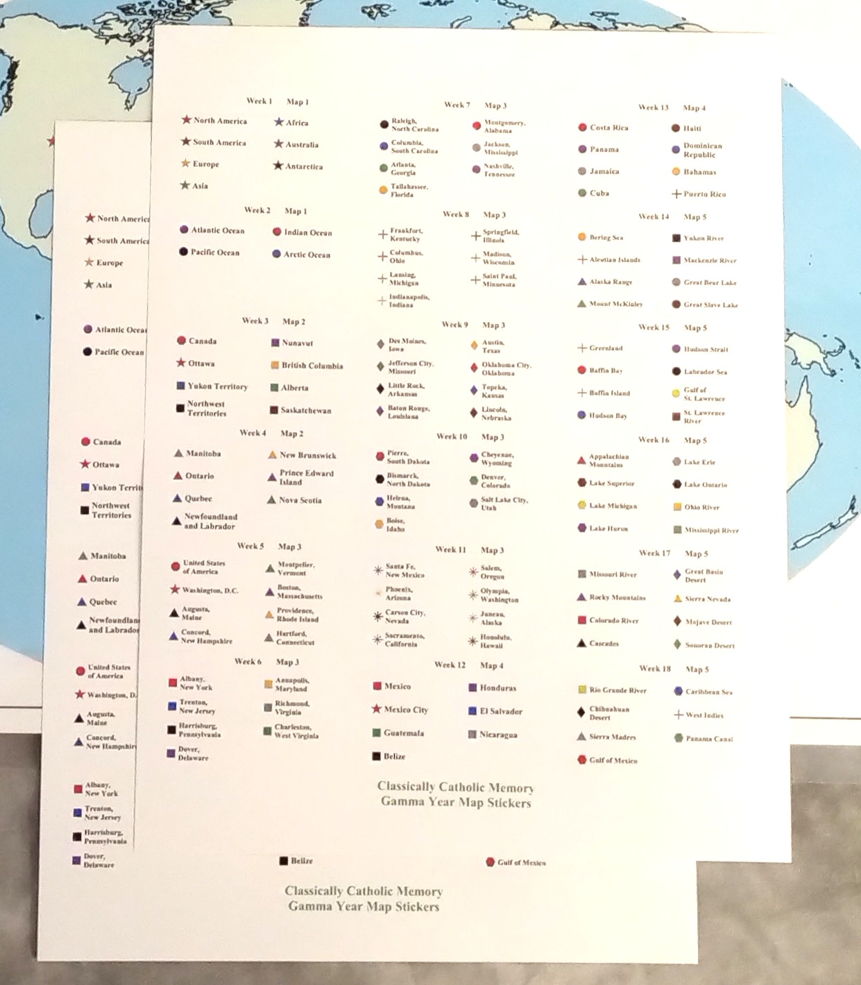 Memory Work ~ SR Cycle 3 & CCM Gamma Map Sticker Sheets (pack of 2)