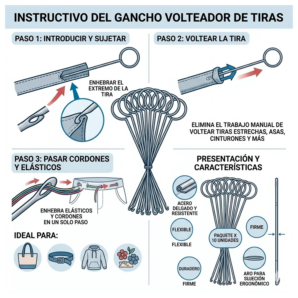 Gancho Volteador de Tiras Paquete por 10 Unidades