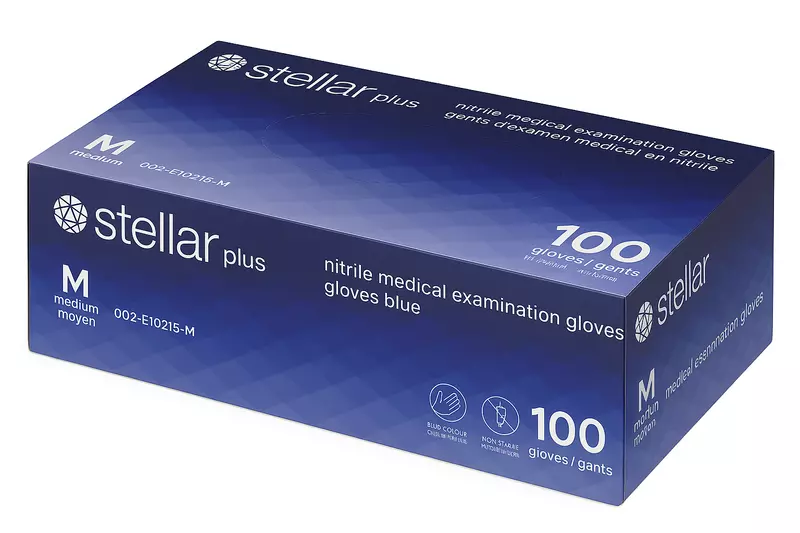 Gants d'examen en nitrile – Boîte de 100 – Grandeur Médium/Moyen