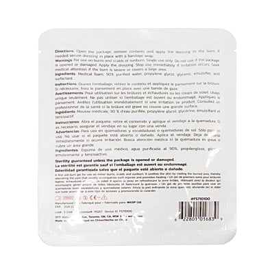 Gel pour brûlure - Compresse de 10 cm x 10 cm (4 po x 4 po)