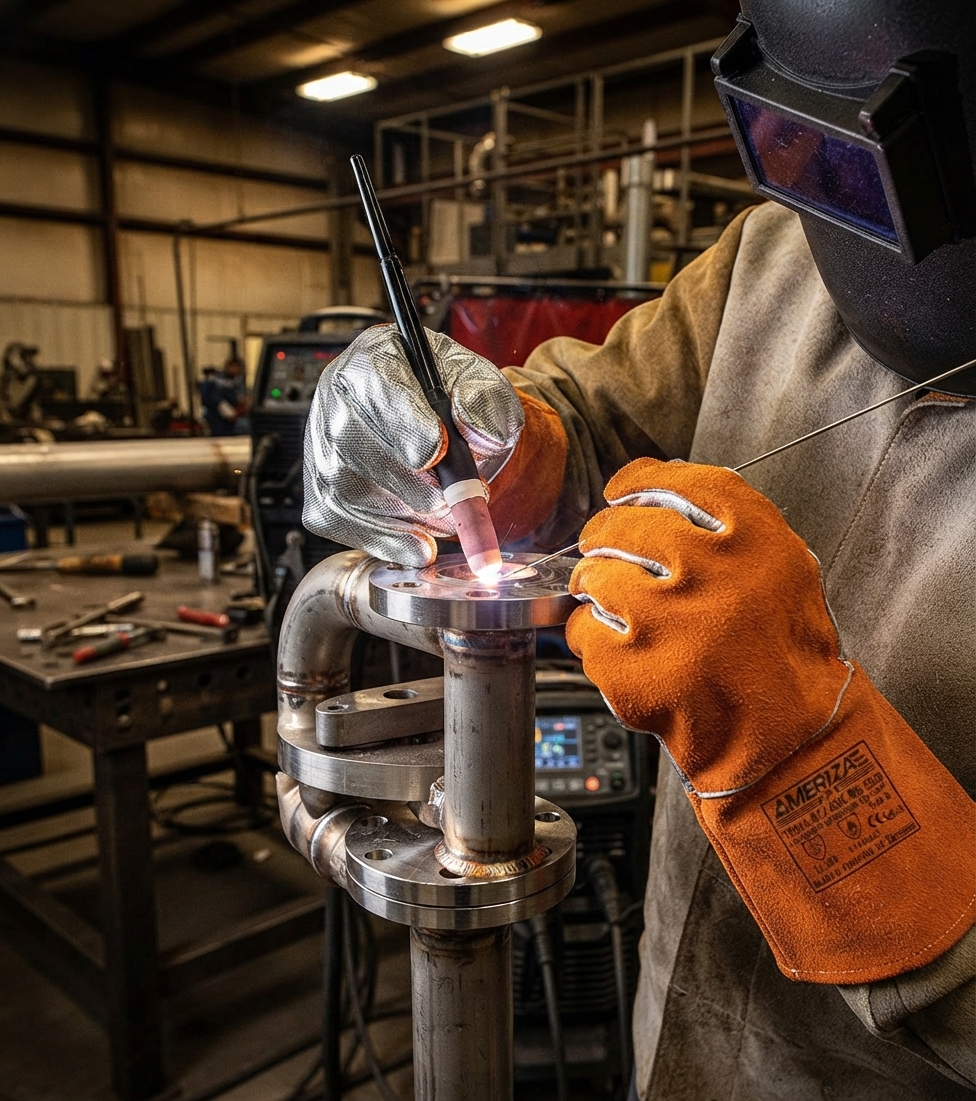 Ameriza Aluminized Leather Gloves, Welted Seams