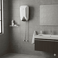 The Kenstar Inste 5.9L instant water heater mounted on a modern bathroom wall.