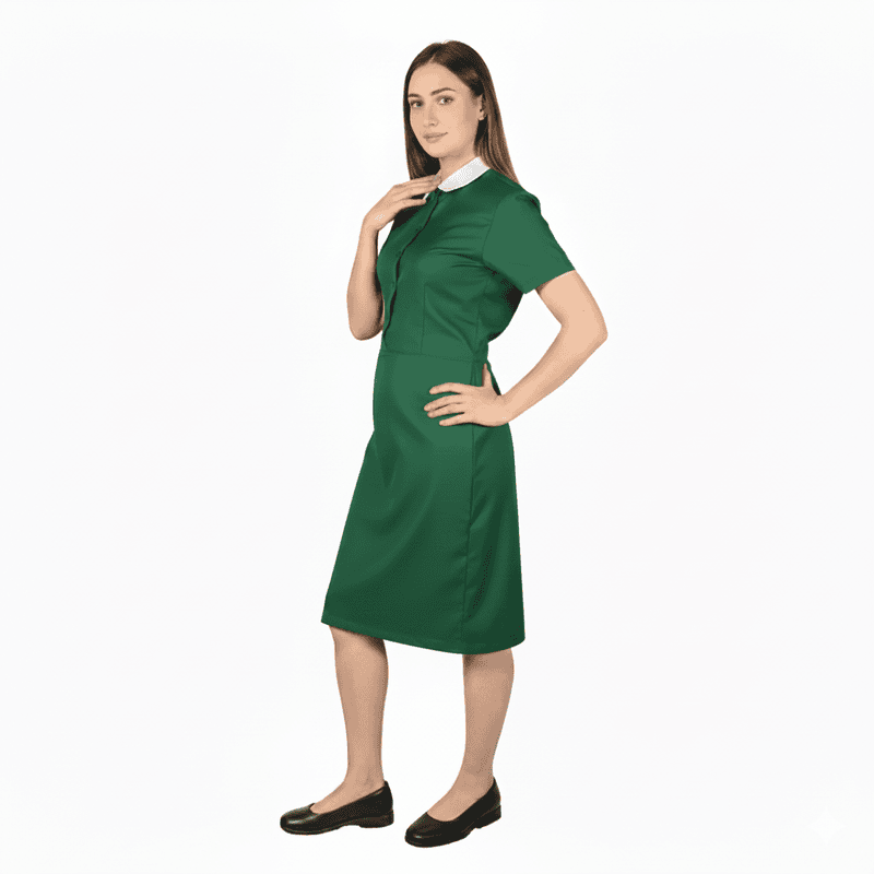 Women’s Housekeeping Uniform Set – Collared Frock Style, Regular Fit