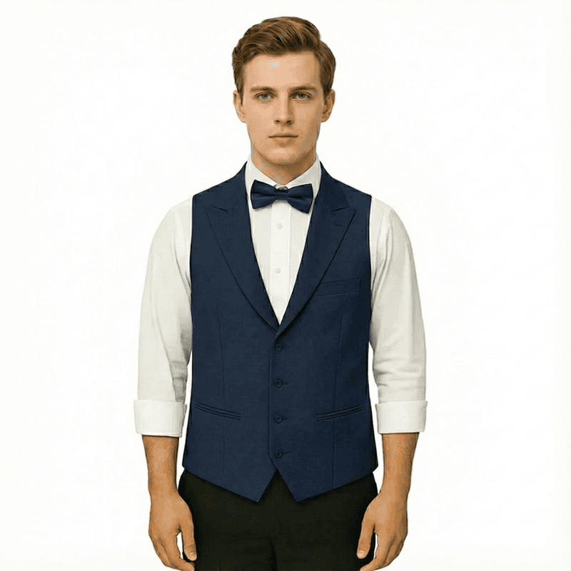 Men’s 4-Button Blazer-Collar Waistcoat – England TR Fabric