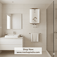 Ivory gold Usha 35 liter water heater with power and heating indicator lights. Ivory gold Usha 35 liter water heater with power and heating indicator lights.