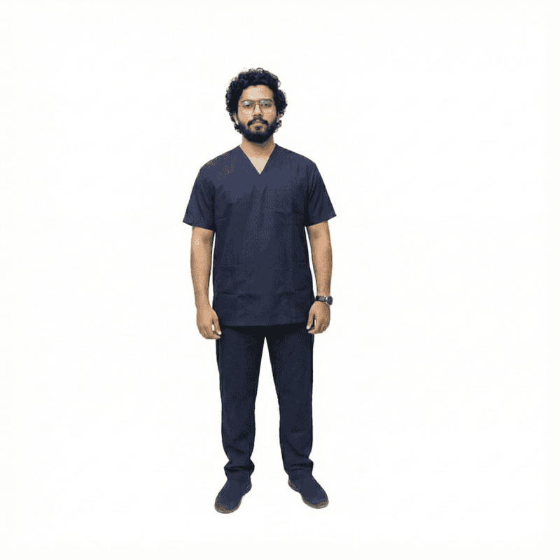 Men’s V-Neck Clinical Scrub Uniform – 2-Piece, 170 GSM Twill Fabric