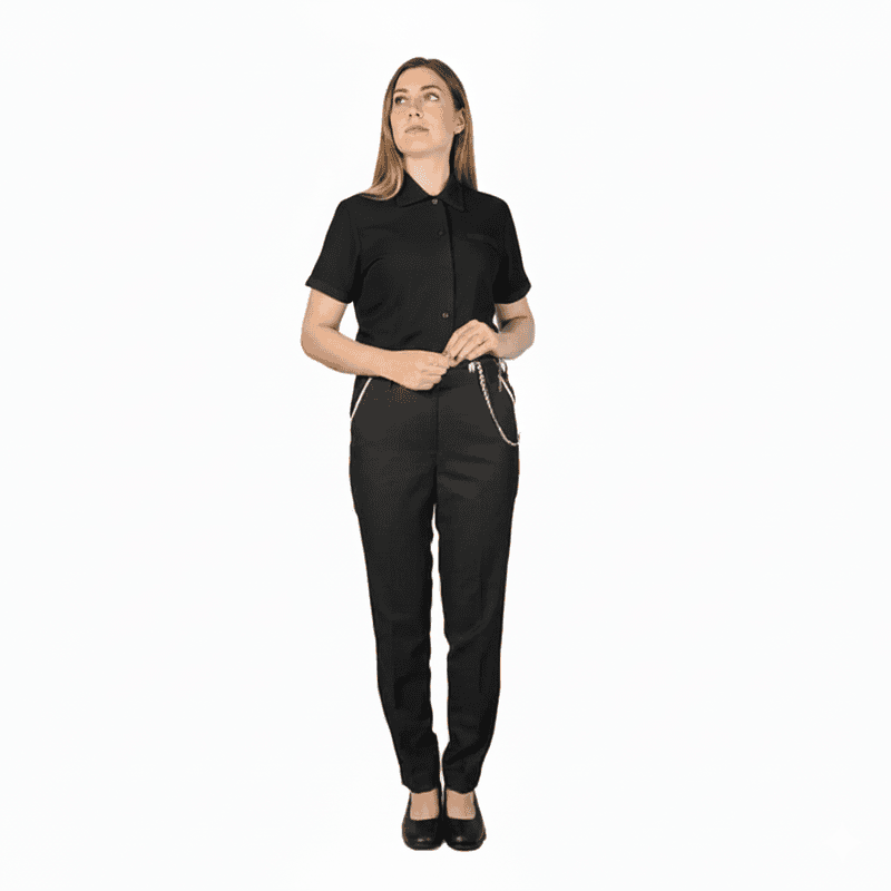 Women’s Housekeeping Uniform Set – Piped Collar Design, Regular Fit
