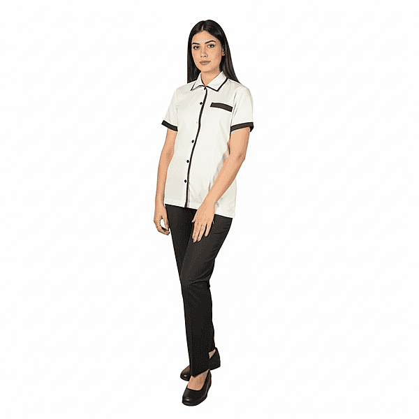 Women’s Housekeeping Uniform Set – Regular Fit with V-Cut Front