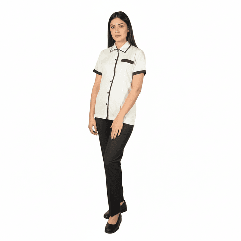 Women’s Housekeeping Uniform Set – Regular Fit with V-Cut Front