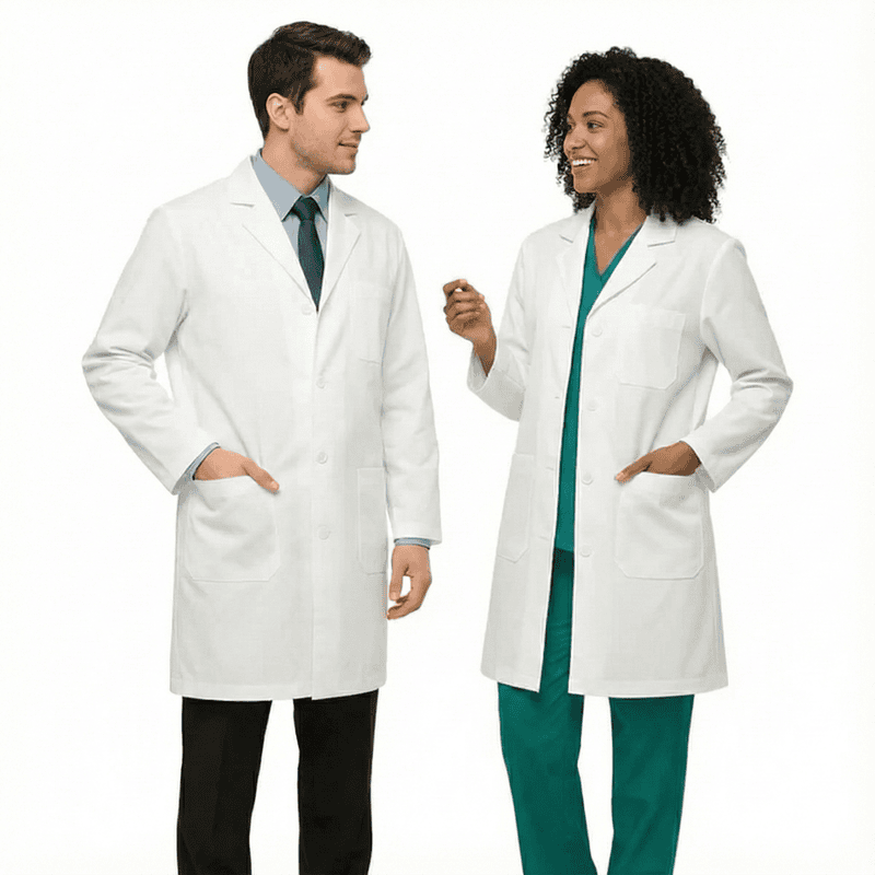 Unisex Premium White Lab Coat – 50/50 Cotton-Modal, 220 GSM, Modern Fit
