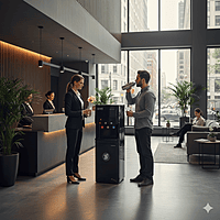 The sophisticated Atlantis Blaque serving as a hydration station in a high-end retail showroom. The sophisticated Atlantis Blaque serving as a hydration station in a high-end retail showroom.