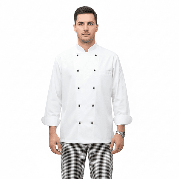 Unisex Professional Chef Jacket – Pima Twill Cotton Blend for Safety & Comfort