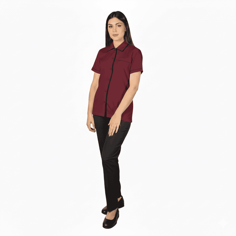 Women’s Housekeeping Uniform Set – Regular Fit with V-Cut Front