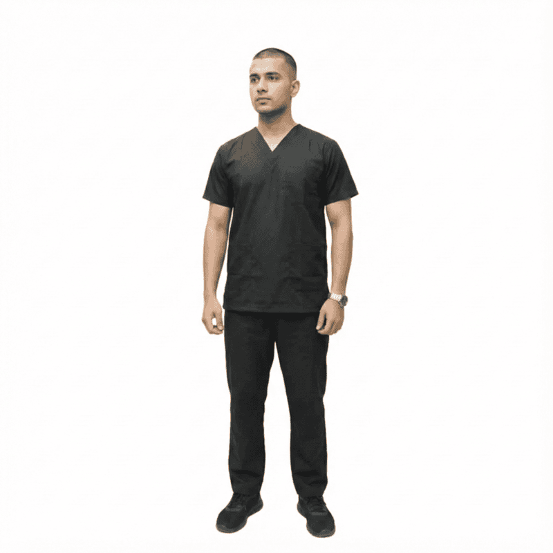 Men’s V-Neck Medical Scrub Set – 2-Piece Twill Cotton-Viscose, 180 GSM