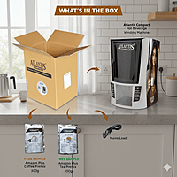 A diagram illustrating the "in-cup mixing" feature of the Atlantis Compact for a hygienic brew.