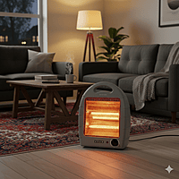 The lightweight USHA Halogen Heater HH 4002 being easily carried by its handle. The lightweight USHA Halogen Heater HH 4002 being easily carried by its handle.