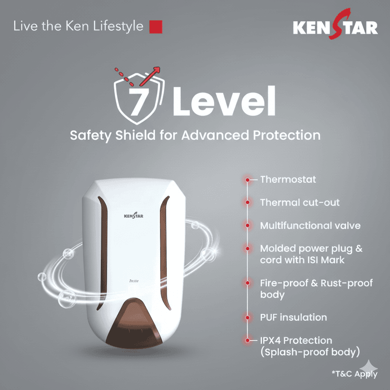 White Kenstar Inste 3 Liter instant water heater on a plain background.