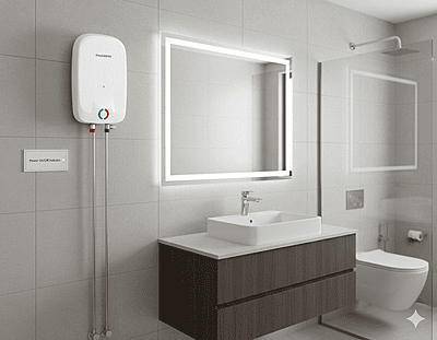 Padmini Rapid 3L water heater, showing its clear Power On/Off Indicator.