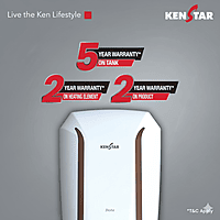Compact Kenstar Inste 3 Liter water heater mounted on a kitchen wall. Compact Kenstar Inste 3 Liter water heater mounted on a kitchen wall.