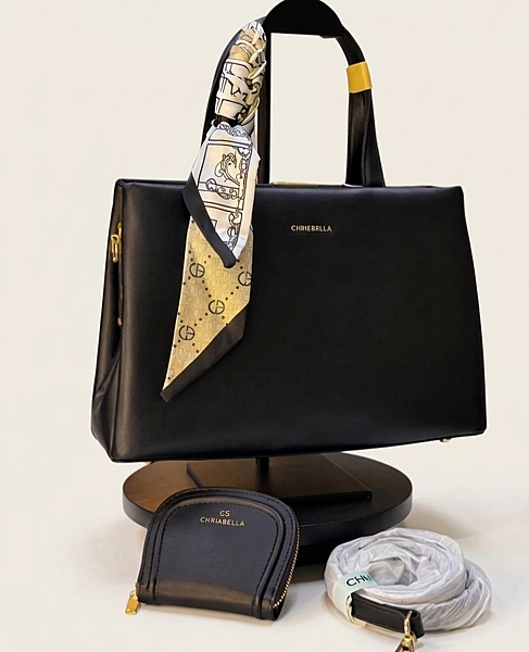 Chrisbella Elegant Tote Handbag with Matching Pouch & Scarf