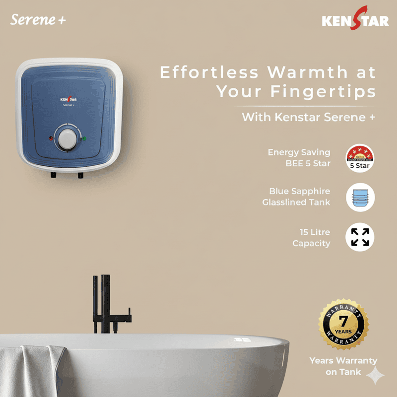 Detailed view of the power and heating indicator lights on the Serene+ 25L.