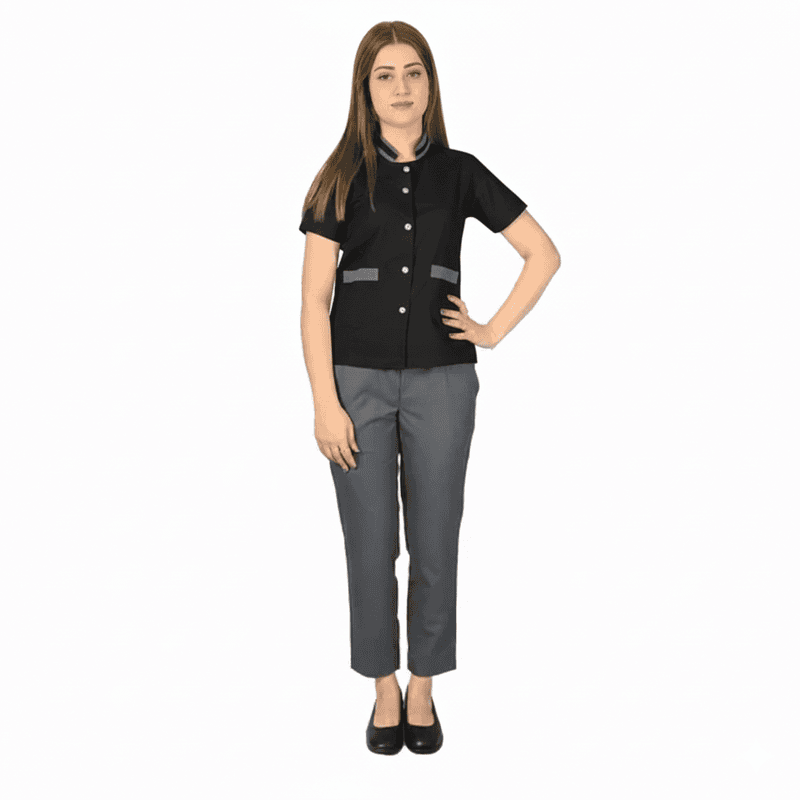 Women’s Housekeeping Uniform Set – Regular Fit, Classic Front Style