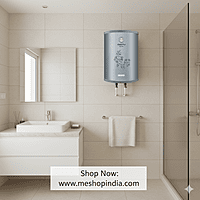 Indicator lights for power and heating on the Usha twinkling grey geyser. Indicator lights for power and heating on the Usha twinkling grey geyser.