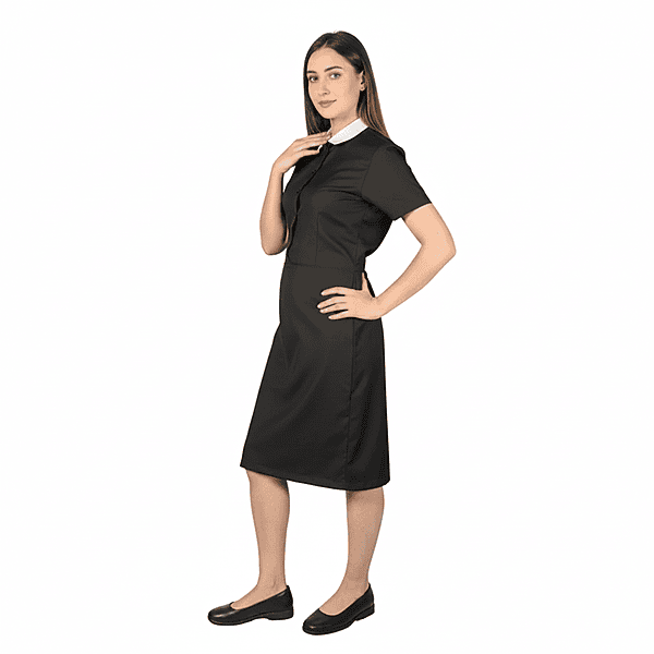 Women’s Housekeeping Uniform Set – Collared Frock Style, Regular Fit