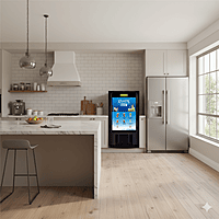 Atlantis Cool Vend-One Touch, Zero Wait Cold Beverage Vending Machine in Modern Kitchen. Atlantis Cool Vend-One Touch, Zero Wait Cold Beverage Vending Machine in Modern Kitchen.