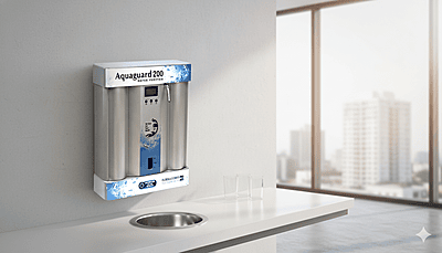 An Aquaguard technician servicing the filter of the Pro 200 UV in a Delhi-based institution.