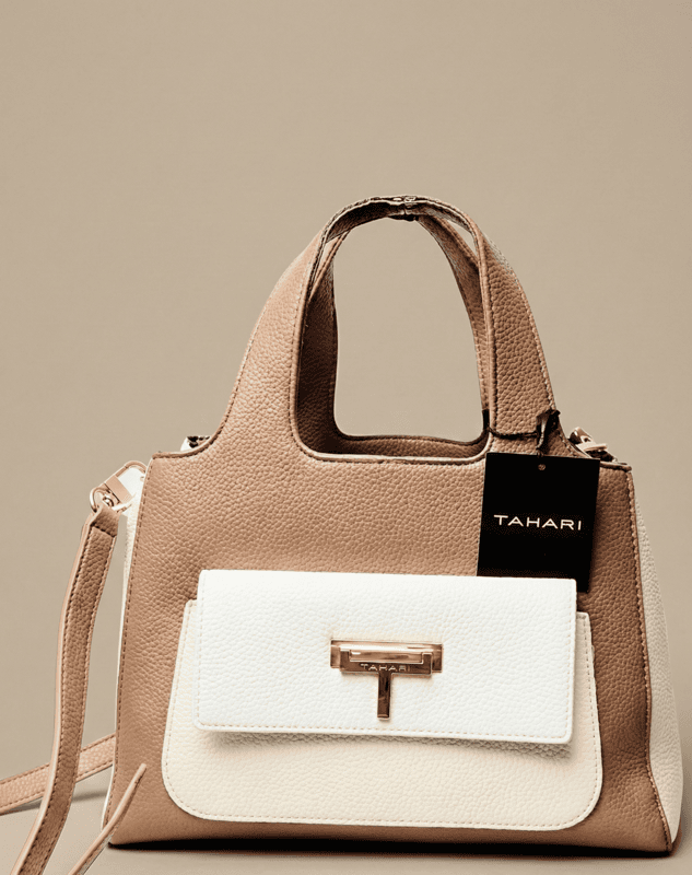 TWO TONE TOP HANDLE BAG