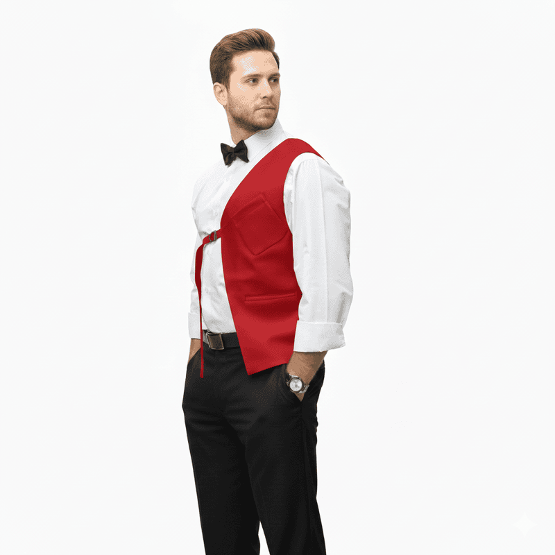 Unisex Half-Panel Leather Vest – Adjustable Belted Design