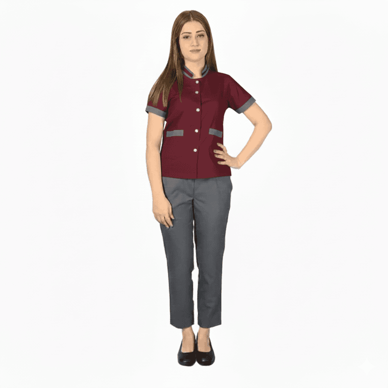 Women’s Housekeeping Uniform Set – Regular Fit, Classic Front Style