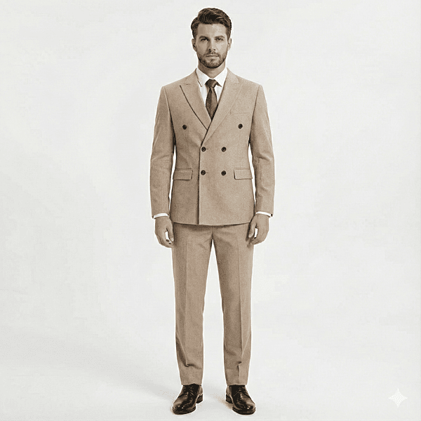 Men’s Double-Breasted Office Suit – Regular Fit, Poly-Viscose